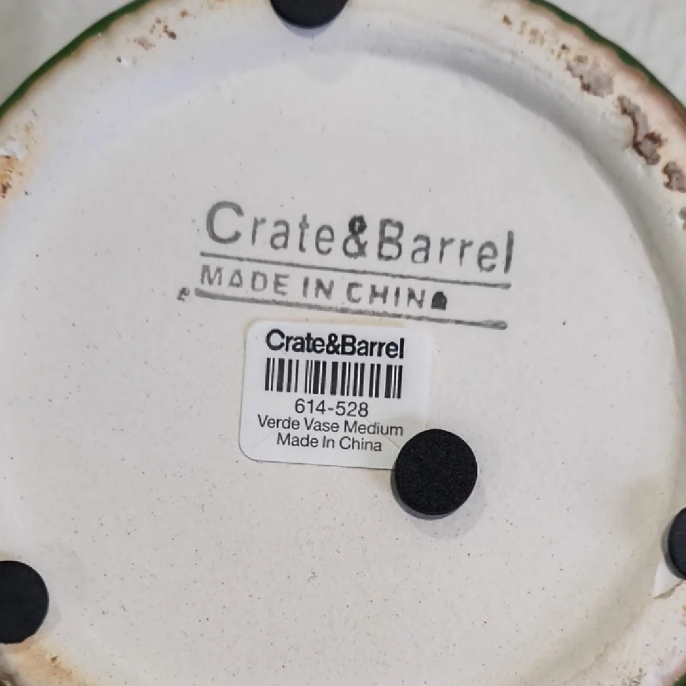 Crate & Barrel Verde Vase Set - 2 Small and 1 Medium